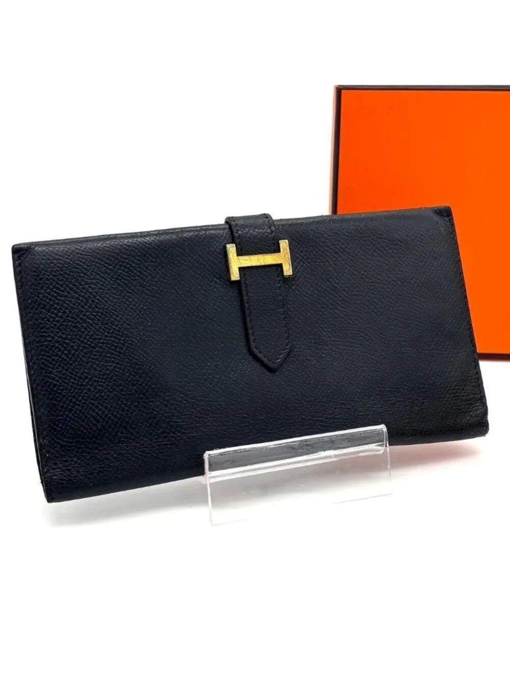 Hermes Bearn Classic Bifold Wallet Epsom Navy